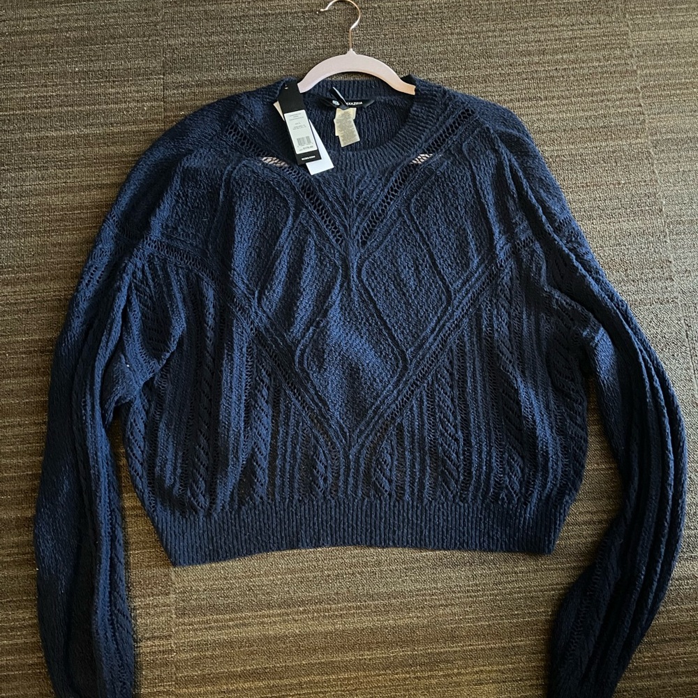 BCBGMaxAzria Deep Blue Cable Knit Sweater